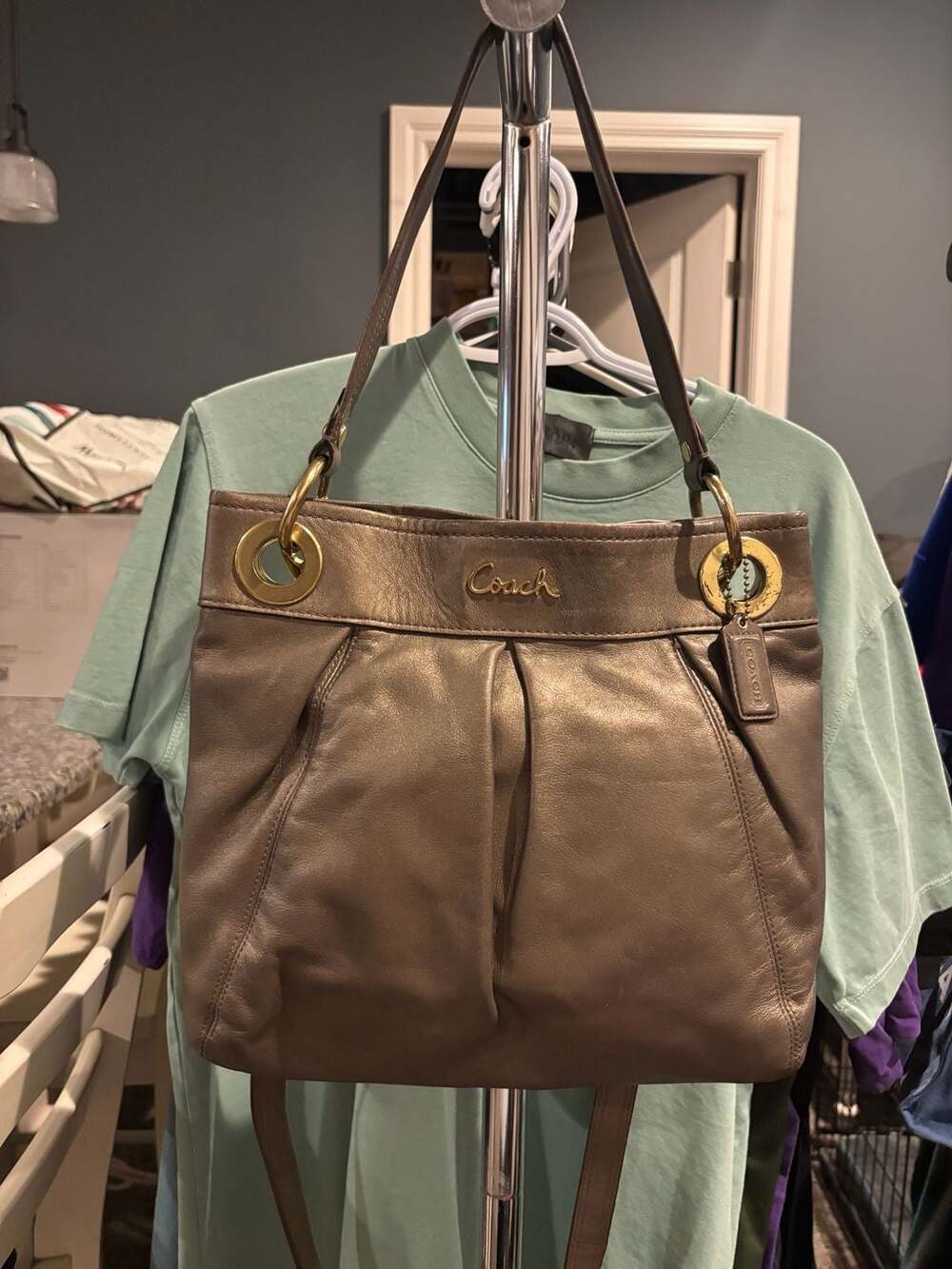 Coach Ashley Leather Convertible Hippie Crossbody Bag F17605